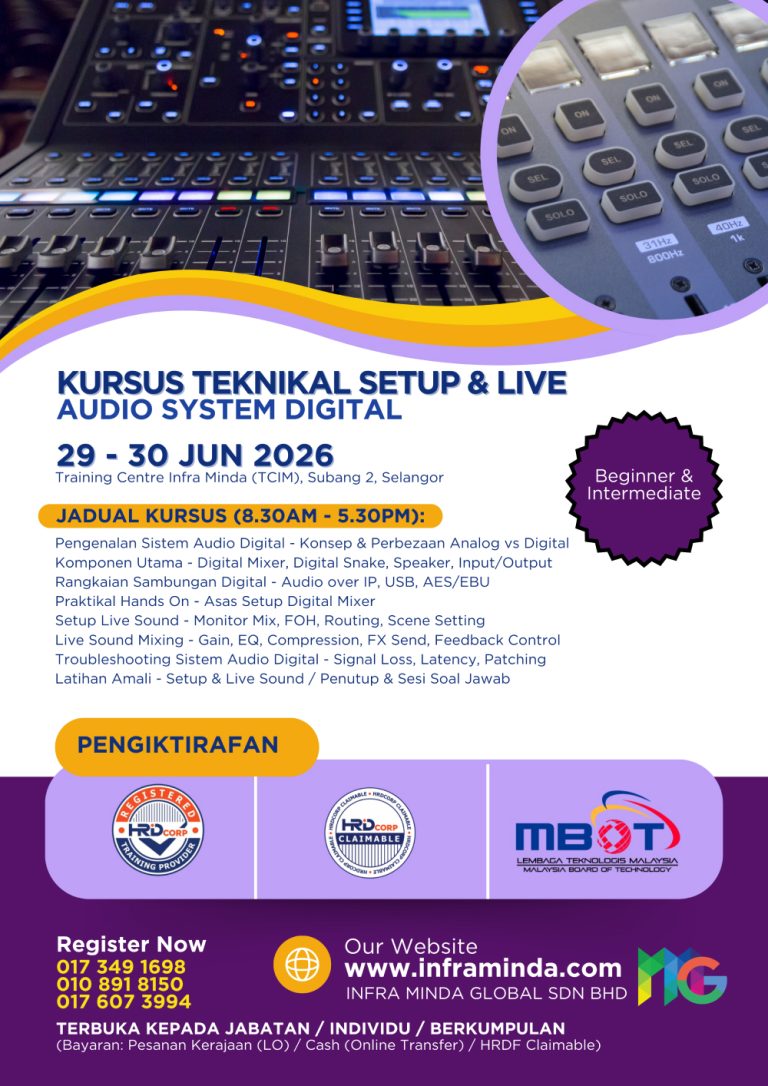 Kursus Teknikal Setup & Live Audio System Digital (TCIM) 29-30 JUN 2026